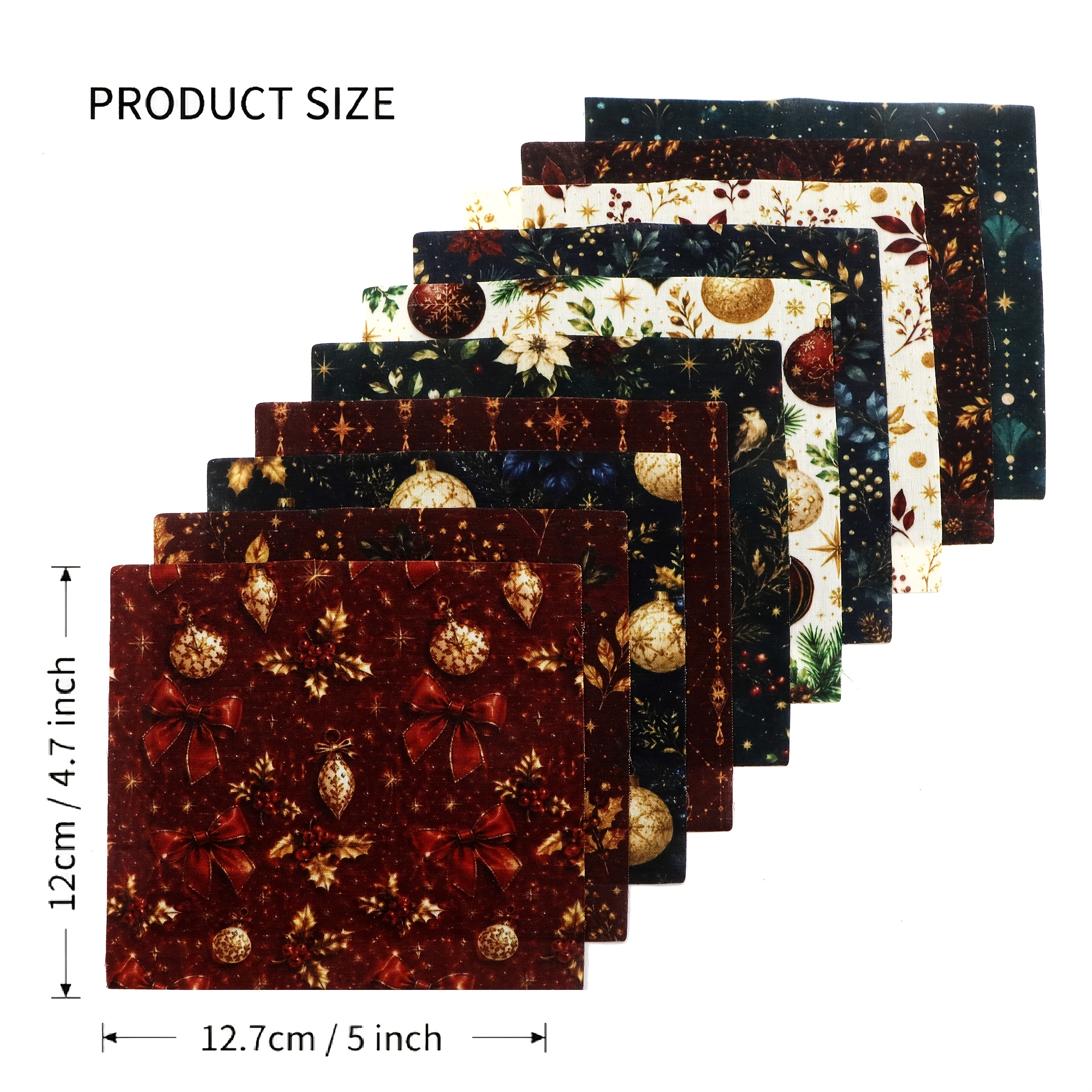 TEMU Ensemble de 10 packs de breloques, motif de Noël, style vintage fait main avec des de couleur et de texture riches, patchwork 100 % polyester en