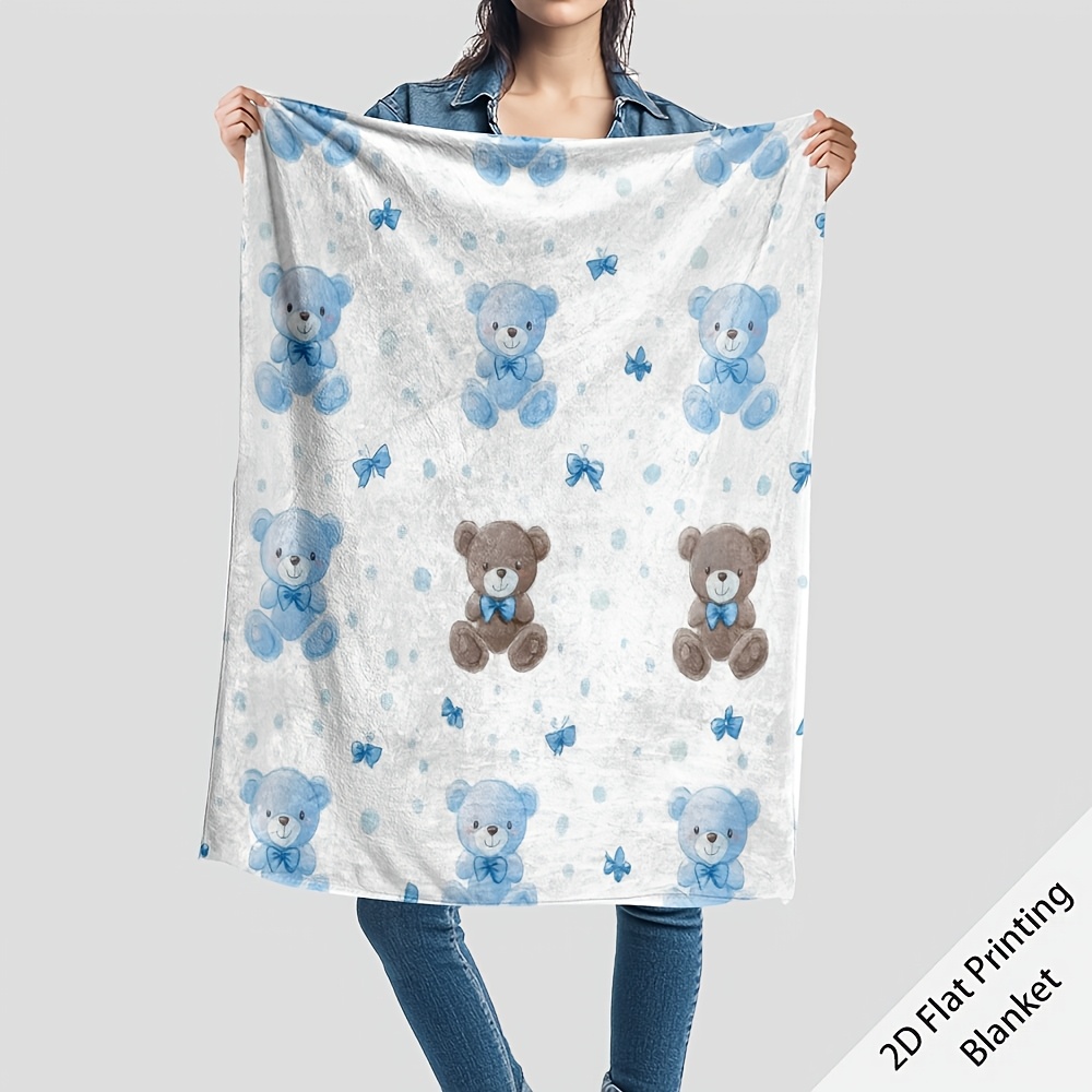 TEMU 1pc, Cute Teddy Bear With And Polka Dot Fabric Blanket, Soft And Warm, Comfortable For Sofas, Living Rooms, Offices, Travel, Camping,