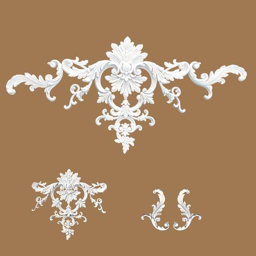 item picture 1 set of french style ornate floral pu wall decorative flowers paintable and assemblable carved ornaments suitable for feature wall wainscoting living room and bedroom