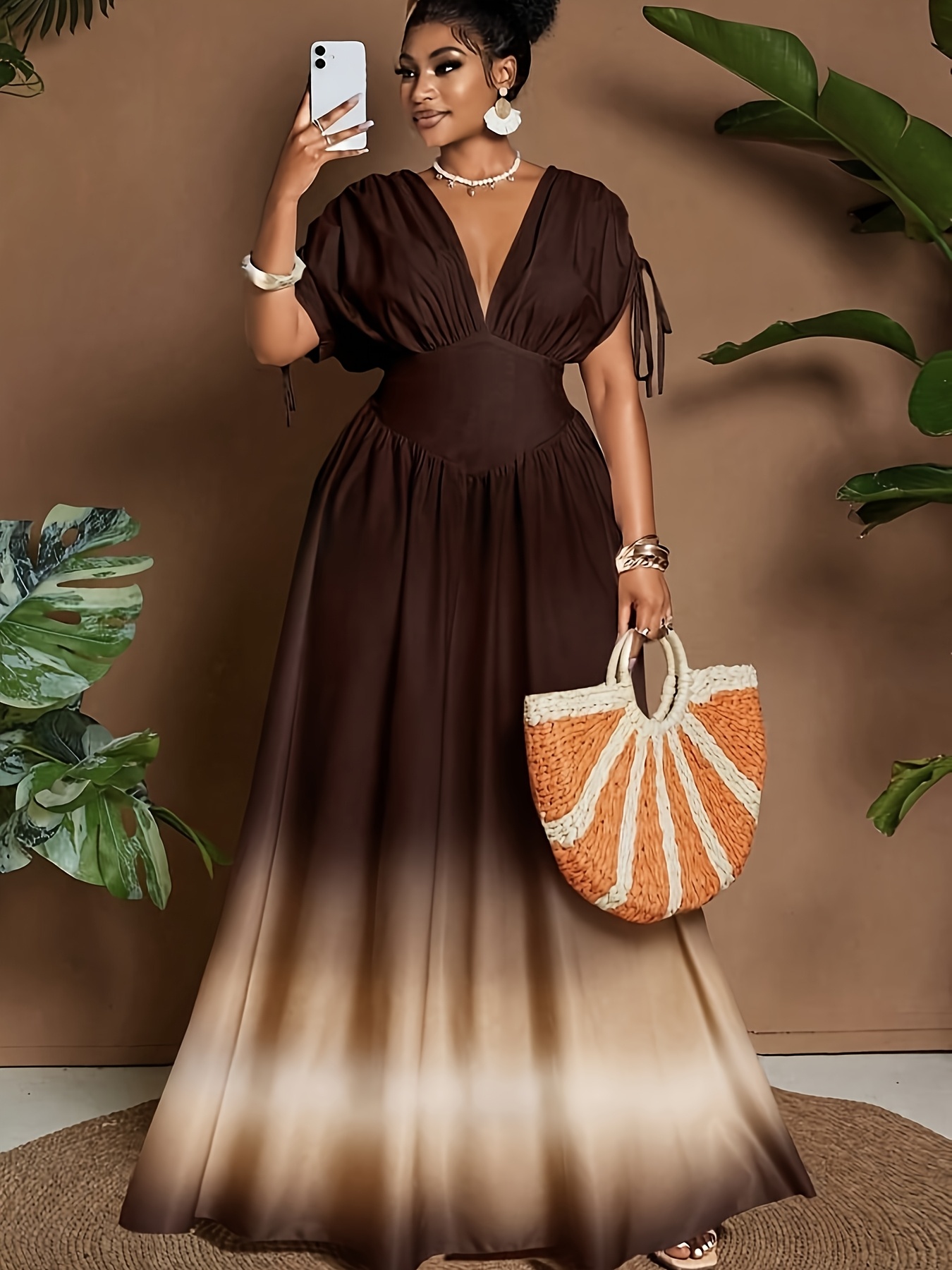 Plus Size, Cross-Border European and American Women's Elegant Fashion *  Positioning Cut Tie Dress