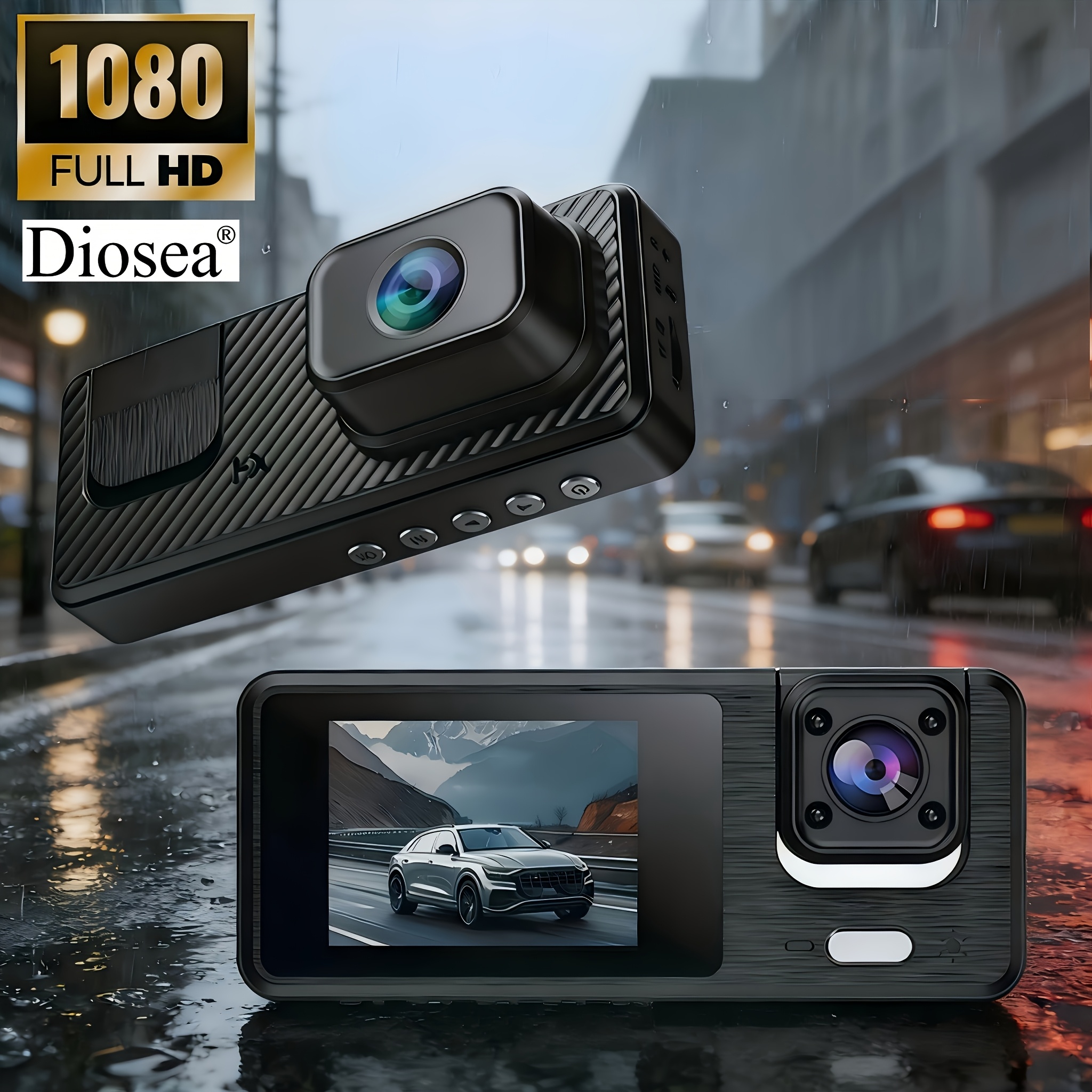 item picture diosea 2   lens dash cam for 1080p front and inside video recorder with   inch ips screen wdr night   sensor loop recording plug and play vehicle security car  a front and rear mini  a rear view    