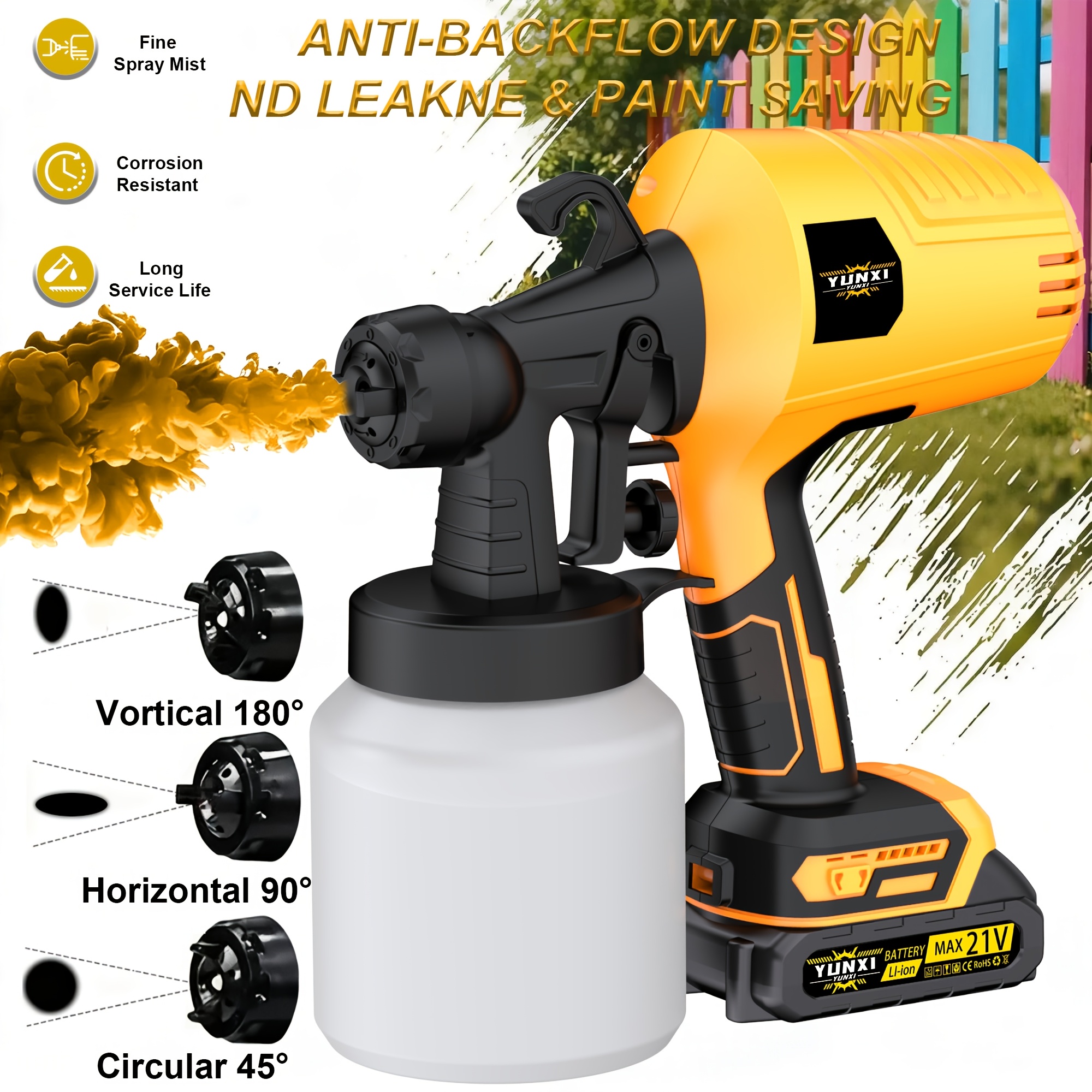 high pressure and low flow hvlp spray gun suitable for indoor and outdoor walls wood fences decks furniture including adjustable spray mode and   simple portable and wireless suitable for family christmas gifts