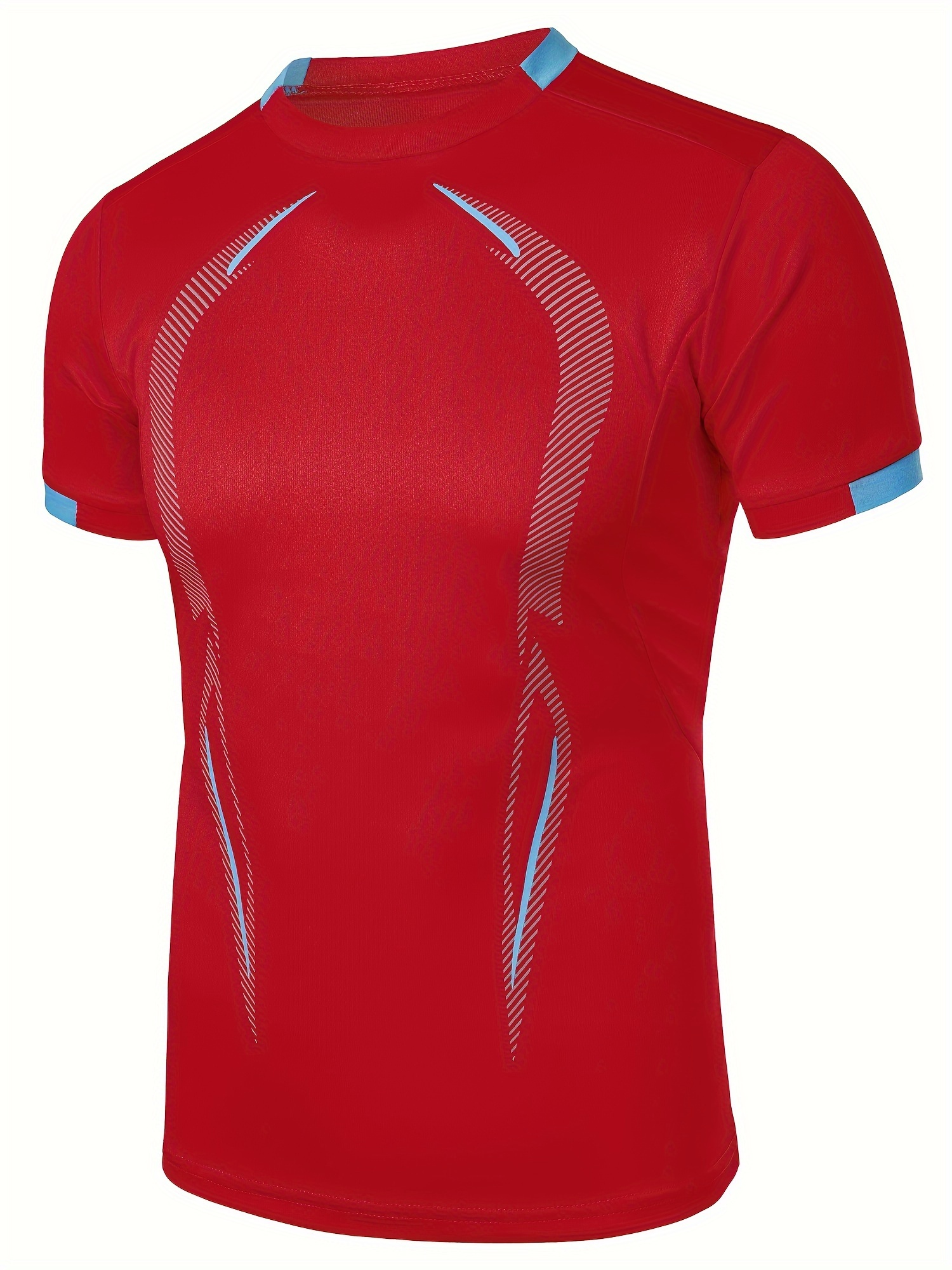 Color Block Pattern Slim Fit Crew Neck And Short Sleeve T-shirt, Breathable And Quick Dry Sports Tops For Men's Summer Fitness Training And Outdoors Sports Wear