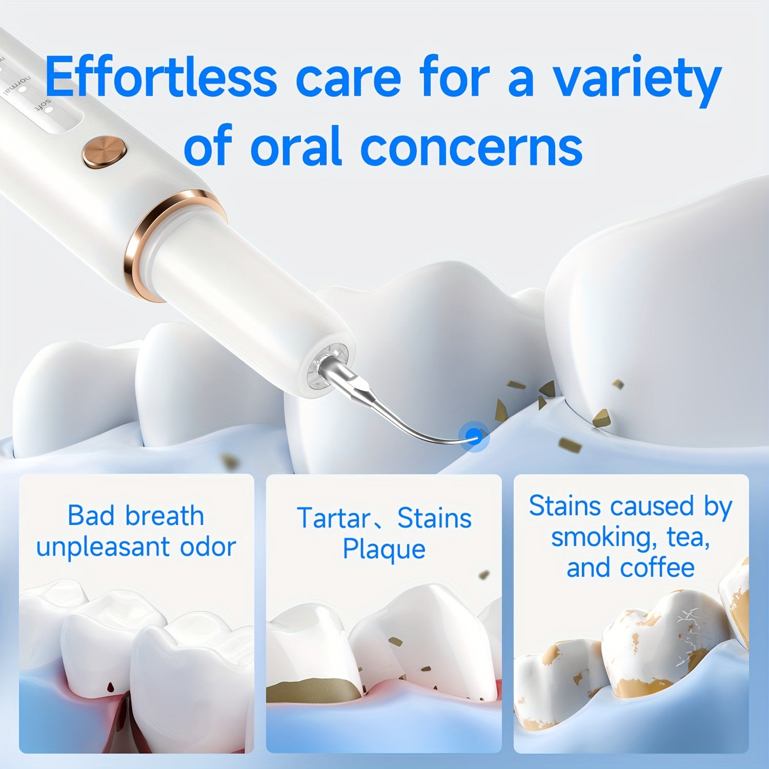 Multifunctional 5-Mode Tooth Cleaner with Metal Brush Heads