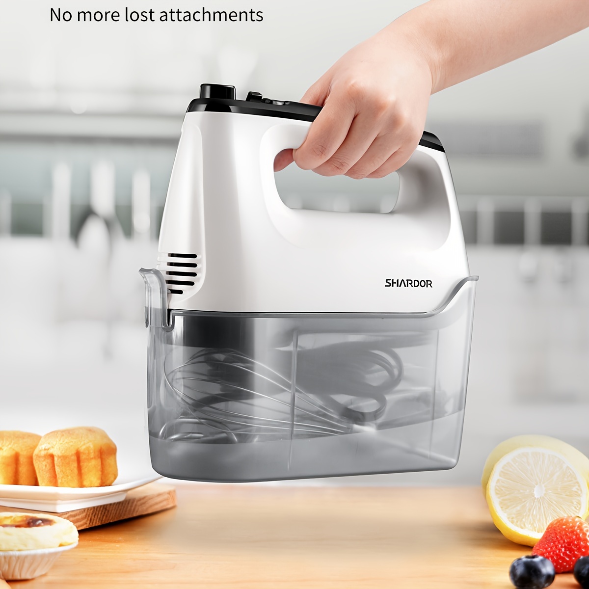 TEMU Hand Mixer Electric, 6 Speed & Turbo Handheld Mixer With 5 Stainless Steel Accessories, Electic Mixer For Whipping, Mixing , Brownie, Cakes, Dough Batters, Storage Case, White.