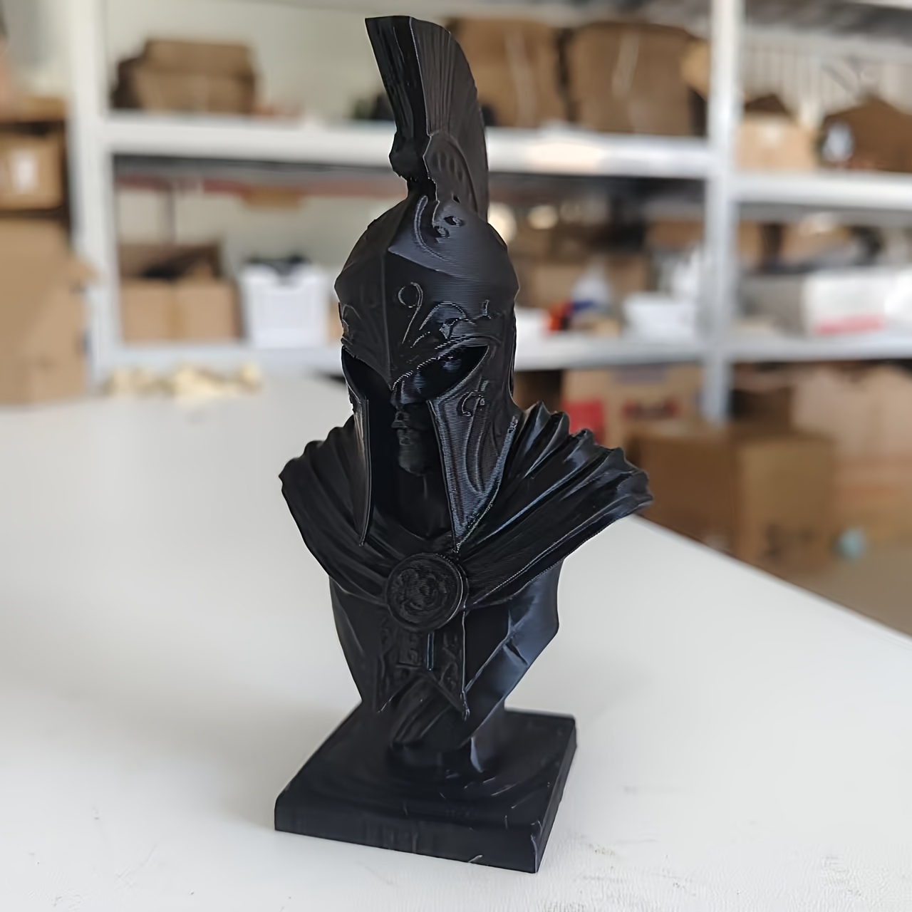 TEMU Spartan Warrior Bust Sculpture - Wall-mountable Greek Historical Decor With Spartan Helmet, Pvc Figure Suitable For Desk Shelf Bedroom Entryway,