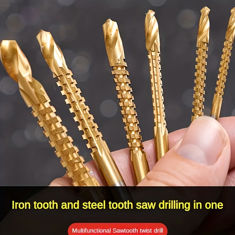 

6pcs Titanium-coated Steel Drill Bit Set - , For Electric Drills