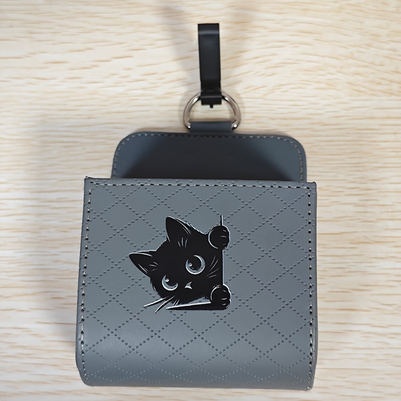 TEMU 覗き見するかわいい猫の車用エアベント、収納ポーチ 金属フック付き、おしゃれなメガネ・鍵・スマホの収納に、汎用カーアクセサリー