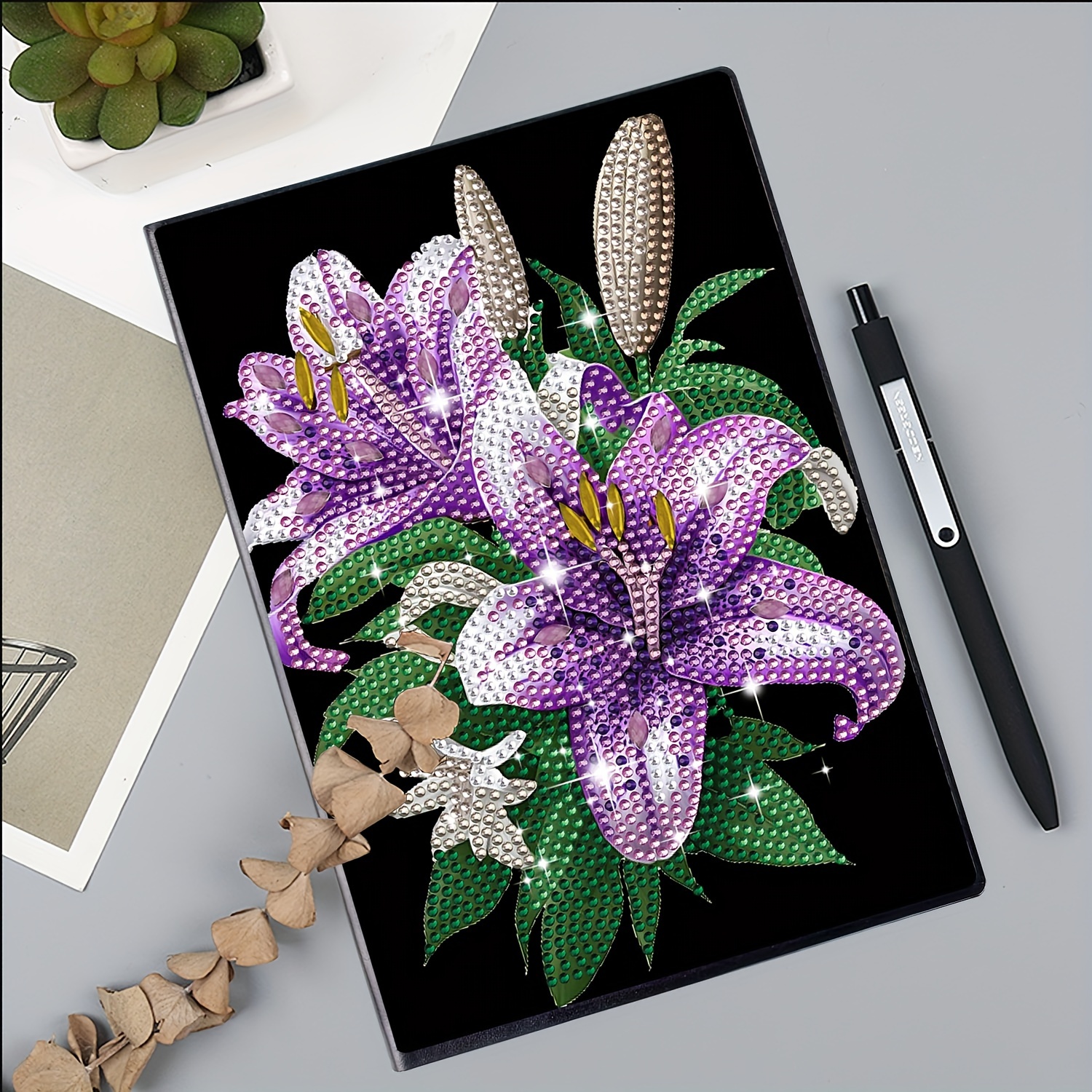 Image of Diamond Painting Notebook 5d Floral Notebook Paper A5 Notebook 50 Sheets Diamond Painting Art Notebook Notebook Suitable For Adults Diamond Dot Notebook Blank Sketchbook For Holiday Birthday Gifts