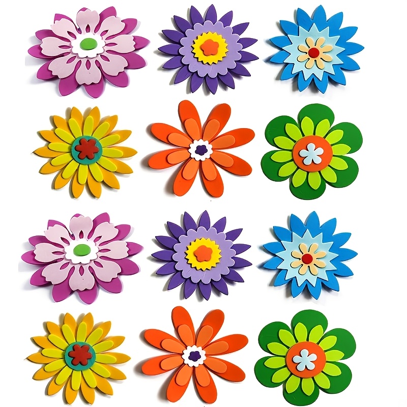 TEMU Fleurs en papier mousse 3D pour décoration murale, décorations florales artisanales à soi- pour mariage, anniversaire, de diplôme, salle de