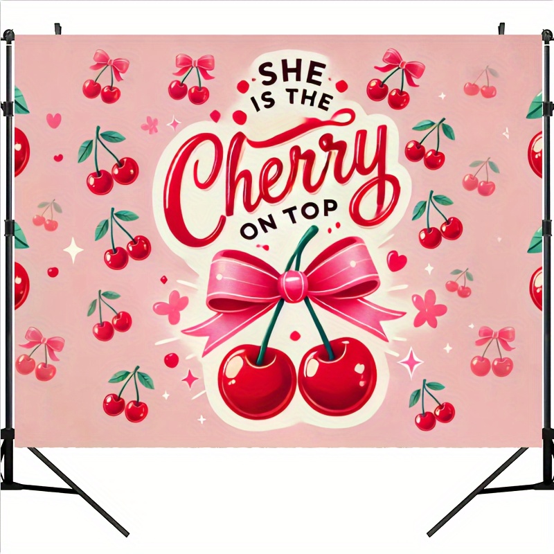 

Scene, Cherry & Party Banner - Vibrant Red Polyester Backdrop For Birthdays, & More - Photo Booths & Celebrations