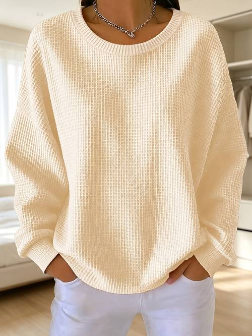 solid color round neck long sleeve ladies pullover hoodie