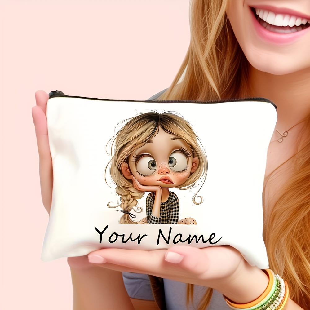 TEMU A Makeup Bag For Cute Girls! This Personalized Name Makeup Bag Serves As A Practical Toiletry Bag And A Stylish Pencil Case, , Daughters, , And