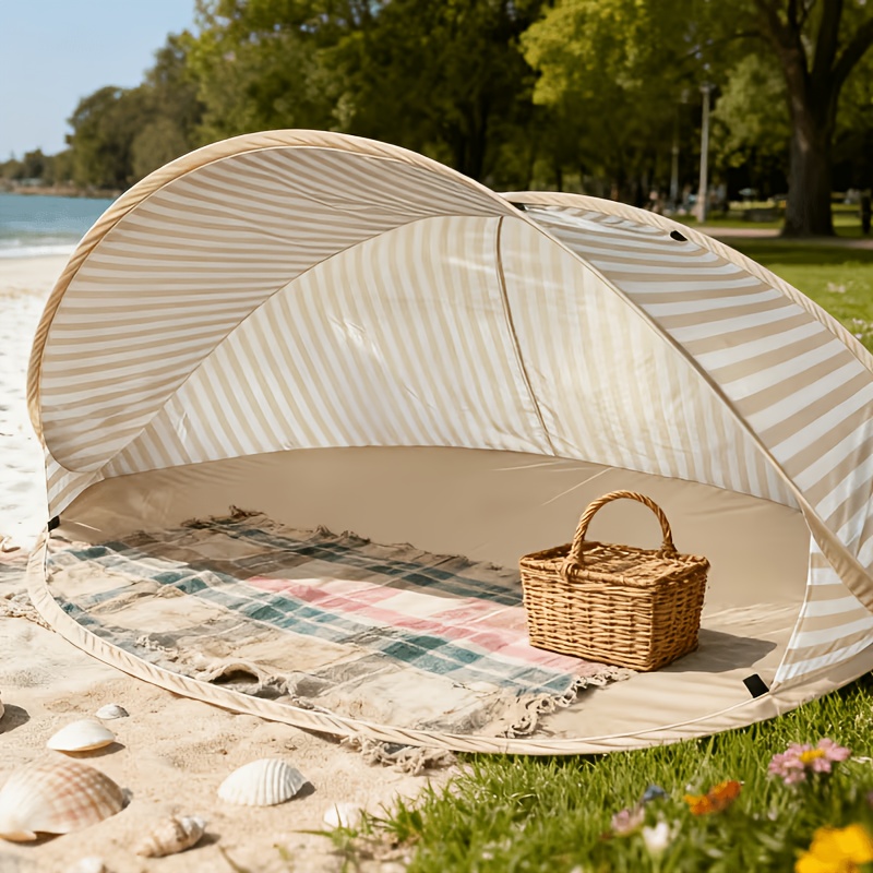 Image of [2-second Setup] Double-person Beach Tent! No , Portable Quick-open Sunshade, User-friendly Outdoor Canopy. Suitable For , Picnics, Parks, Camping, Leisure