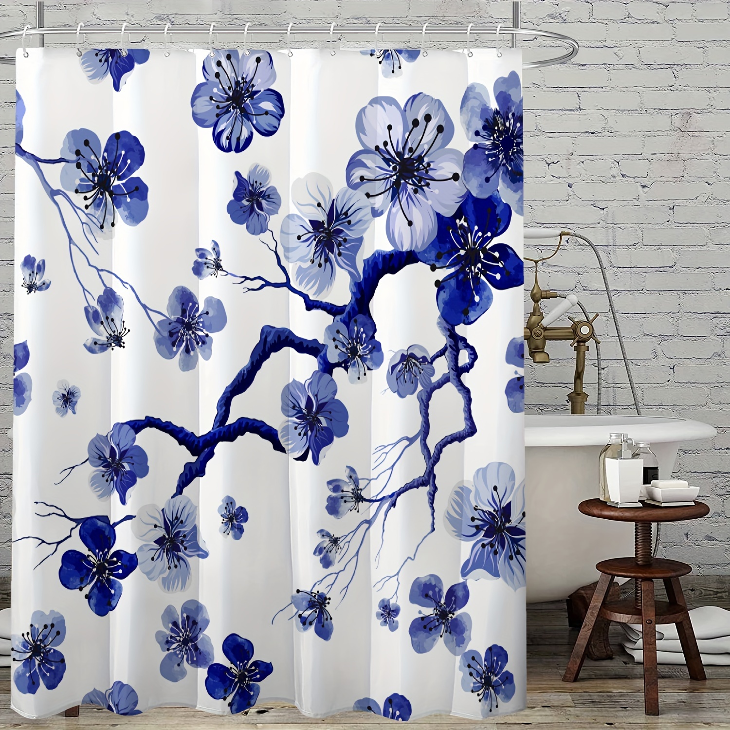 

Curtain] Elegant Plum Shower Curtain Set - Waterproof Polyester, Machine Washable With 12 Hooks, Floral For All , Home Bathroom Decor, Shower Curtain Sets For Bathrooms