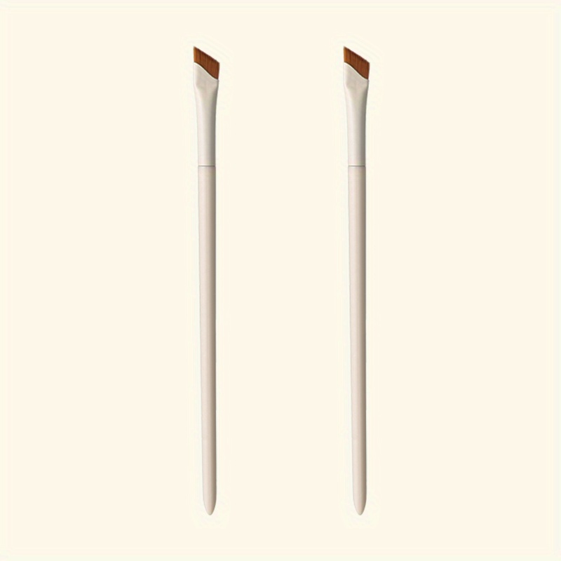 1/2/3pcs Porcelain White Precision Angle Eyeliner And Eyebrow Brush Set - Nylon Brush, , Suitable For Types - For Beginners