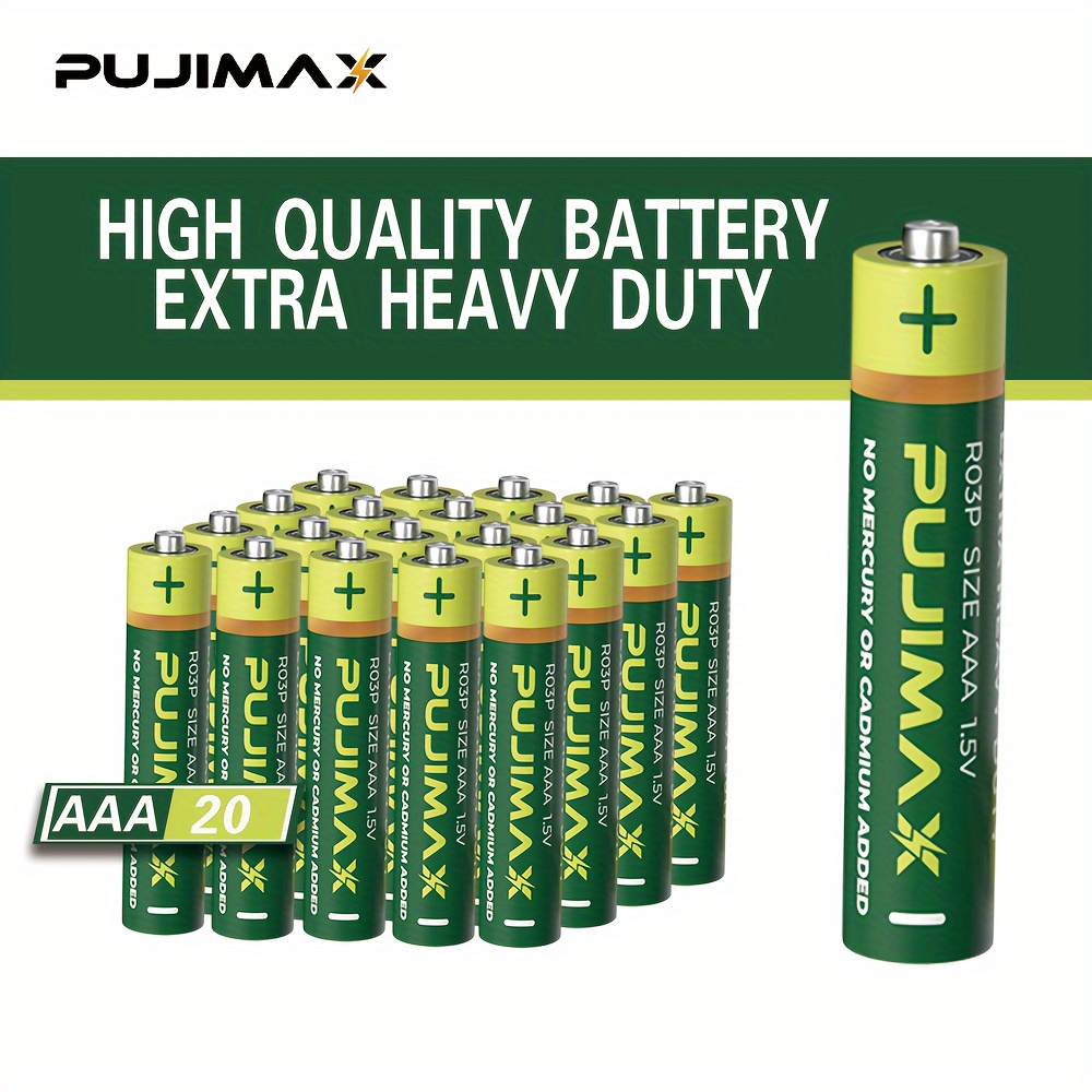 

Pujimax Aaa Disposable Carbon Battery 20pcs 40pcs 60pcs Pack 1.5v Aaa R03p