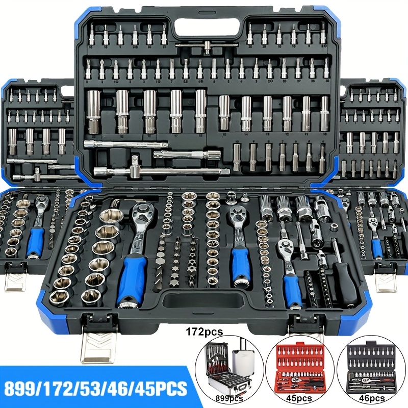 899 172 53 46 45pcs professional tool kit 11 in 1 ratchet wrench set torque wrench   4 3 8 drive depth and   home machine tool set suitable for car and bicycle repair tools home must have