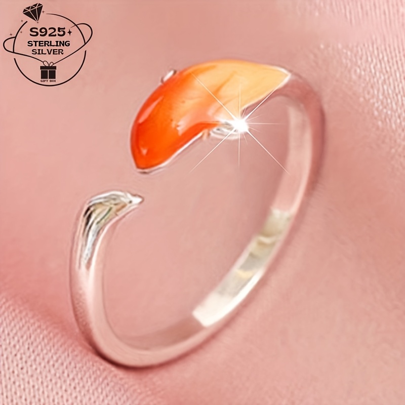 

1pc925 Silver, Retro Koi Fish Women's Adjustable Ring. Suitable For , With All Clothing. A Commemorative Birthday, New Year Gift