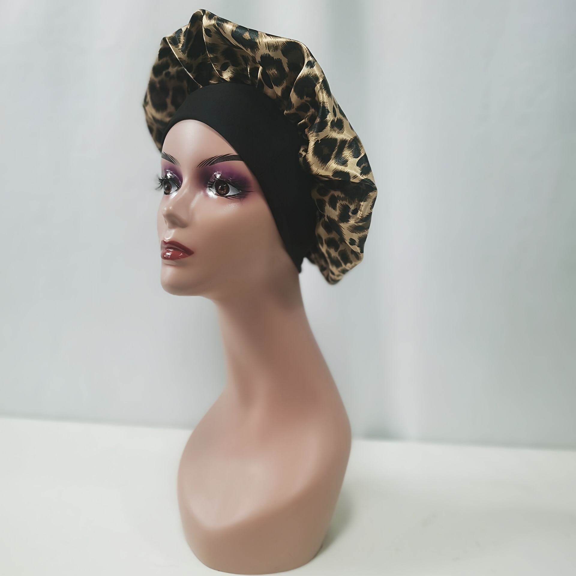 TEMU Night Sleeping Cap New Women's Satin Solid Sleeping Hat For Long Hair, Band Sleep Cap/shower Cap For Women And Men Baked Oil Hat / Dry Hair Cap