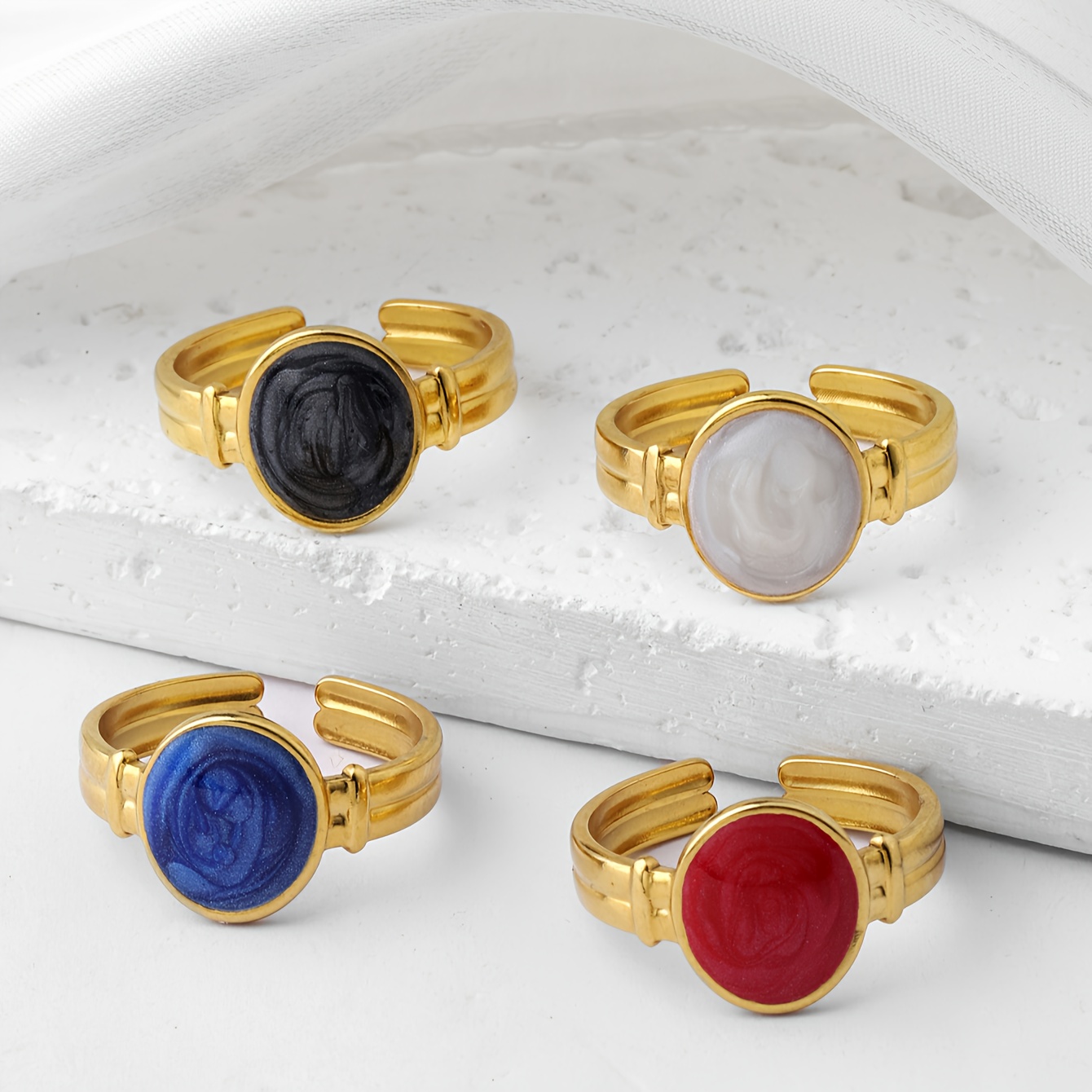 Personalized Oval Glazed Ring in Pearlescent Red