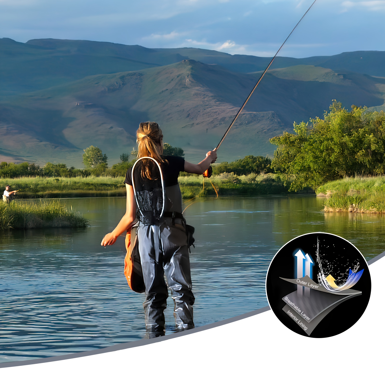 3-Layer Polyester Breathable Waterproof Stocking Foot Fly Fishing