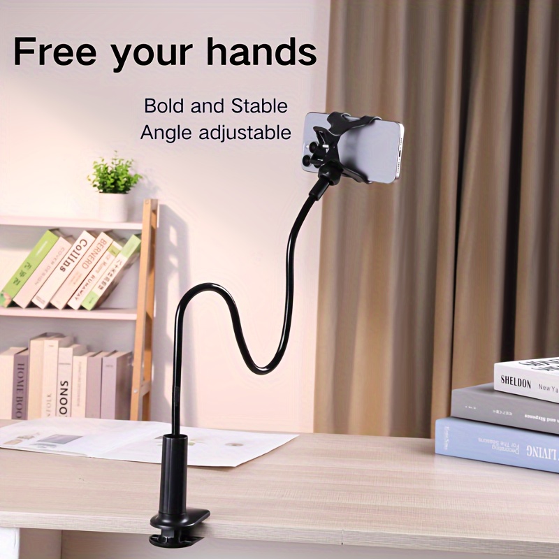 

1pc Gooseneck Phone Holder, 28inch Flexible Arm, 360 Adjustable Clamp Clip, Overhead Mount Stand For Bed, Desk, All Smartphones, Abs Material, Non-waterproof, Ideal For Use