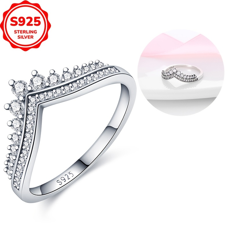 

Original Color Zirconia Wishing Bone Ring For Women, S925 Sterling Silvery, Engagement And Wedding Anniversary Jewelry, Silvery Weight 3 Grams