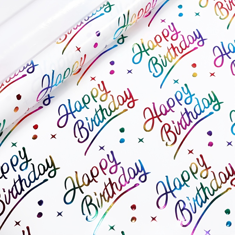 1 Roll 43×300cm (17×118inch) Large Size Gift Wrapping Paper Hot Stamping Colorful Birthday Gift Wrapping Paper Happy Birthday Print