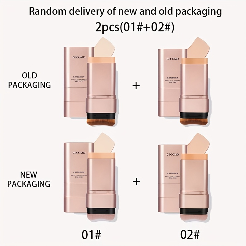 Two-pack : Hydrating Water-light Sheer Concealer Foundation Stick, Waterproof And Sweatproof, Moisturizing And Hydrating, Provides Natural, Smooth, And Flawless Makeup Application Without Caking