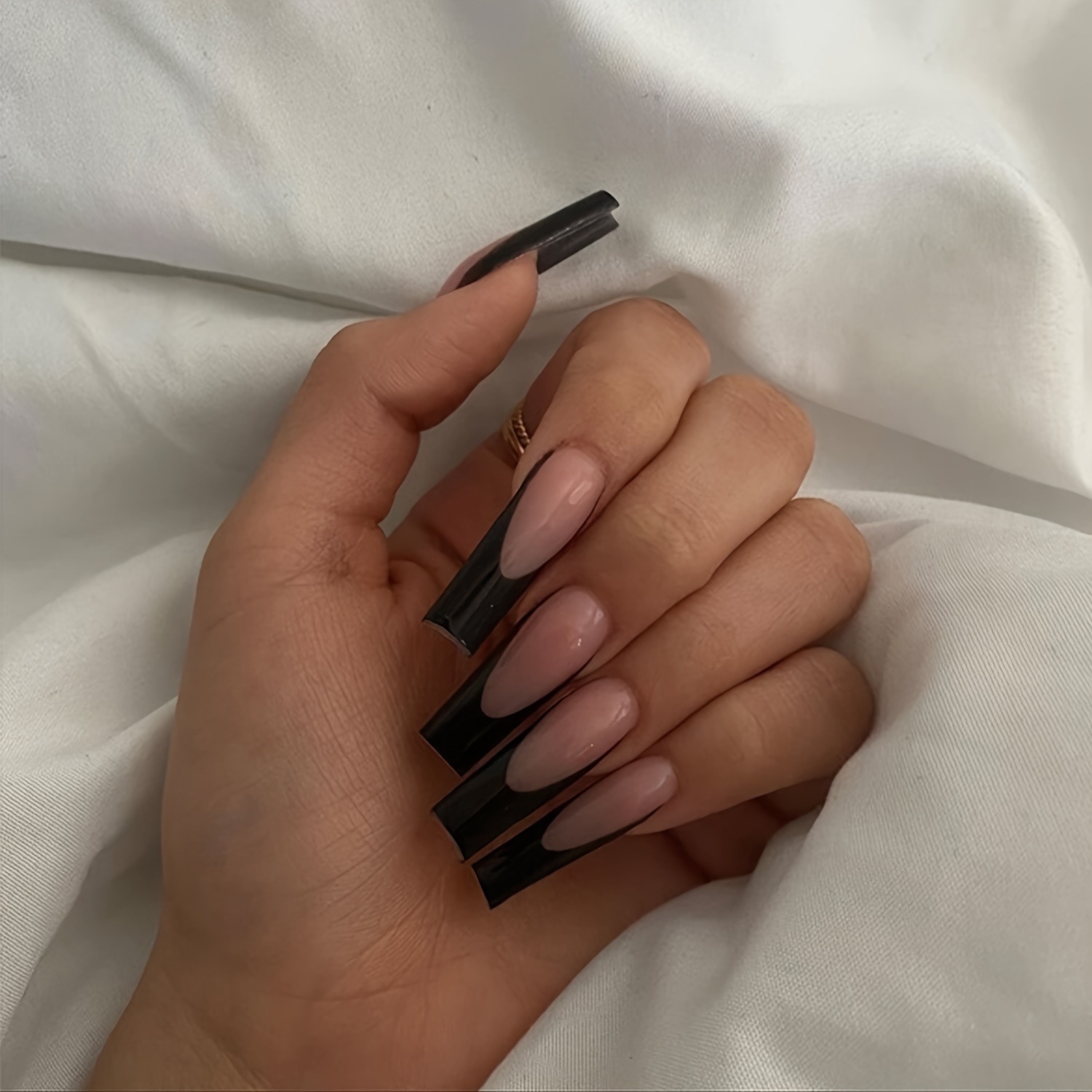 Press on Nails//Black French Baddie ✨ 2024