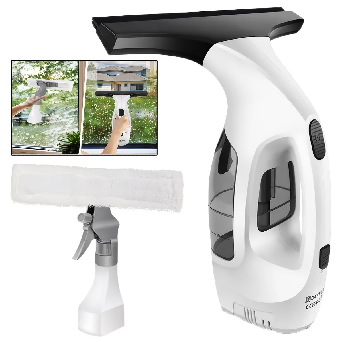 23000pa Cordless Window Vacuum Cleaner, Spray Bottle With Microfibre Cover, Cleaner, 170ml Water Tank, Squeegee Handheld Vacuum Cleaner For Shower Screen, Mirrors, Drip & Glass Cleaning