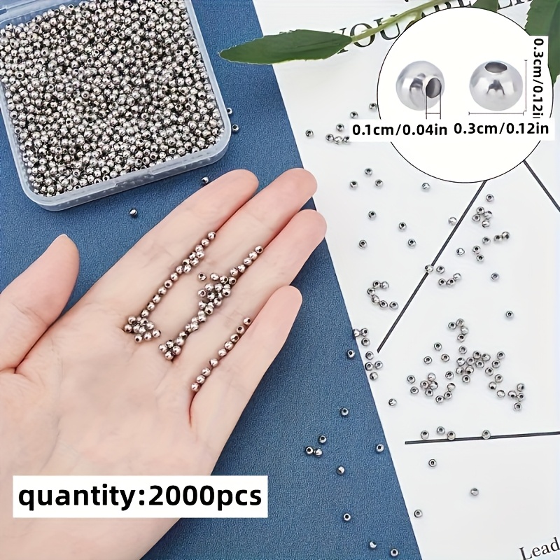 Hollow Round Beads for Jewellery Craft Making, 2000pcs