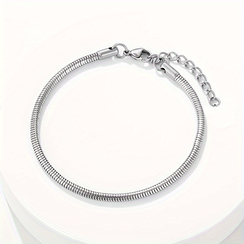 1pc Stainless Steel Bracelet Fashion Women Men 2mm Round Snake Bone Chain Bracelet Adjustable Size Couple Easy Titanium Steel Bracelet