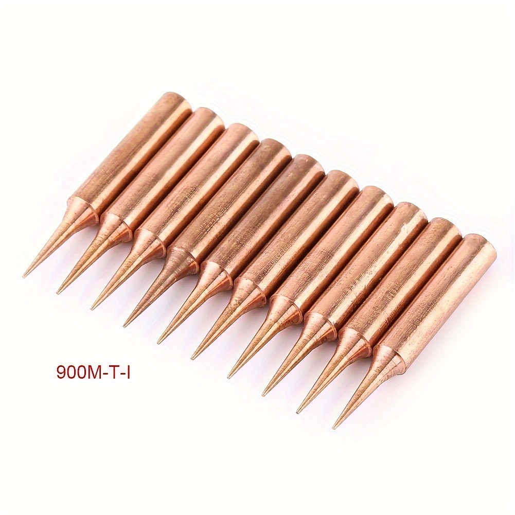 Image of 10pcs -t-i Type Pure Copper Soldering Iron Tip Soldering Iron Tip Set For Station Tools