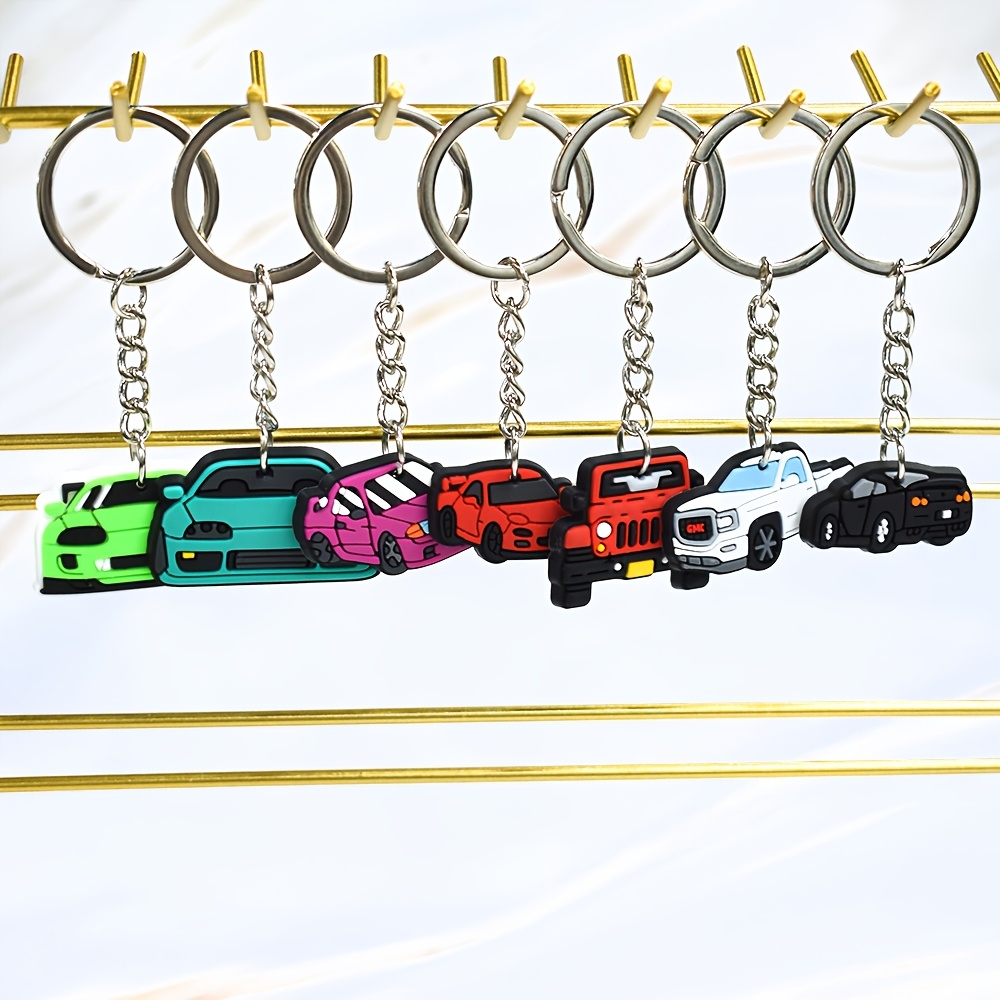 

9pcs Vibrant Sports Car Keychain Set - Plastic, Off-road & Sedan Charms For Backpacks, Purses - Ideal Birthday Party Favors & Gifts