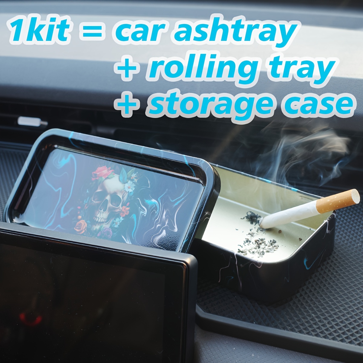 1pc Mini Alloy Ashtray With Keychain Round Portable Alloy - Temu