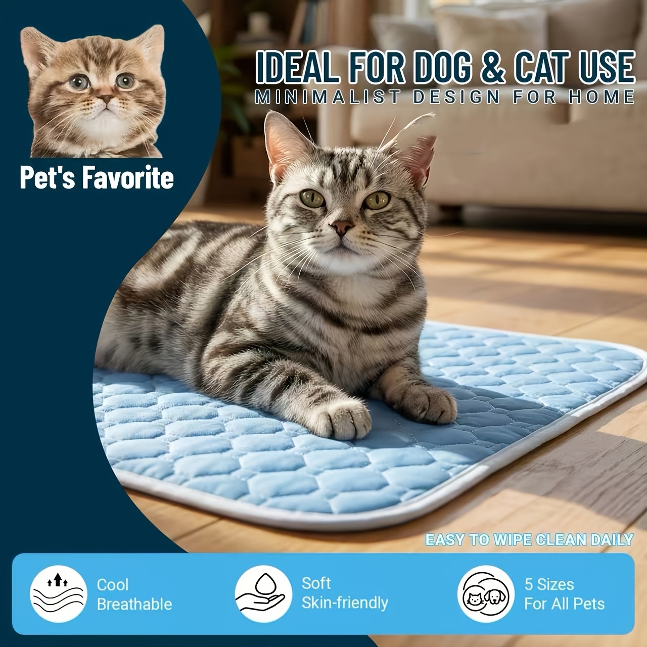 TEMU Pet Mat Dog Bed Cat Bed Mat | Pet In 98 Countries | Mat, Sweat-absorbent Fabric With Breathable Mesh Base | Polyester Fiber - Your Cats And Dogs