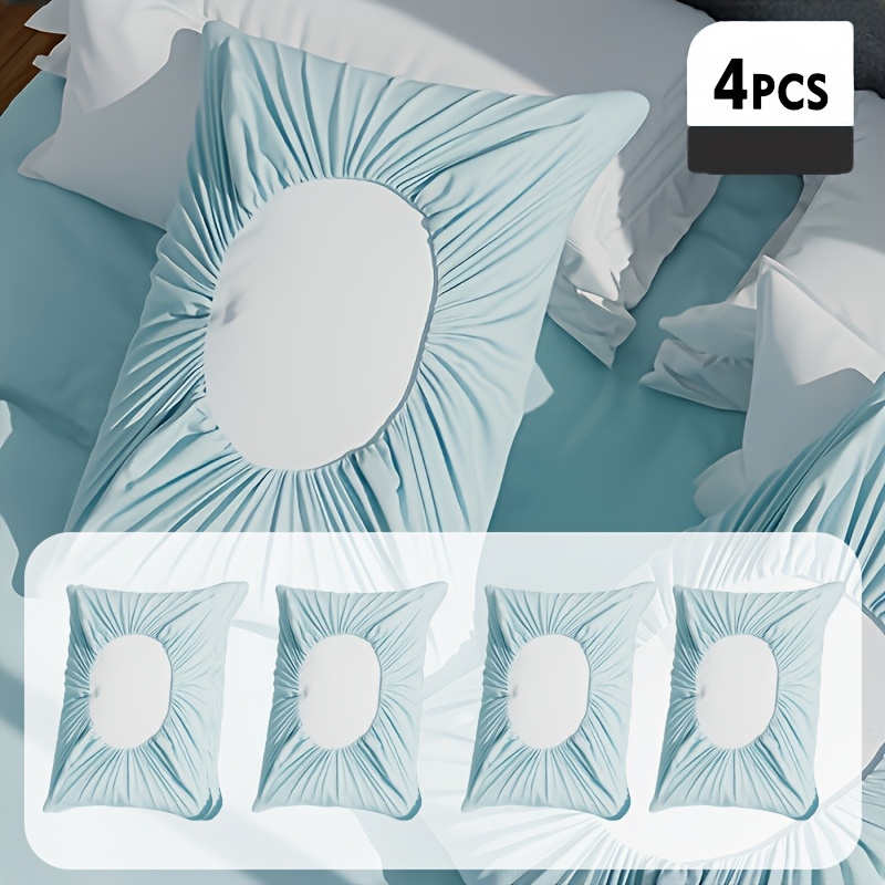 Image of 4-packs Soft Disposable Travel Pillowcases, Non- Fabric, Hand Washable, Suitable For Hotels, Beauty Salons, Travel, Outdoor Camping (green, Powder Blue, White)