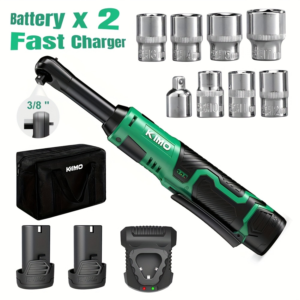 

Kimo 3/8" Extended Set, -lbs 400 Rpm 12v W/ 2- 2.0 Ah Batteries, 's Day , 1 Charger & 8 , W/ & Led