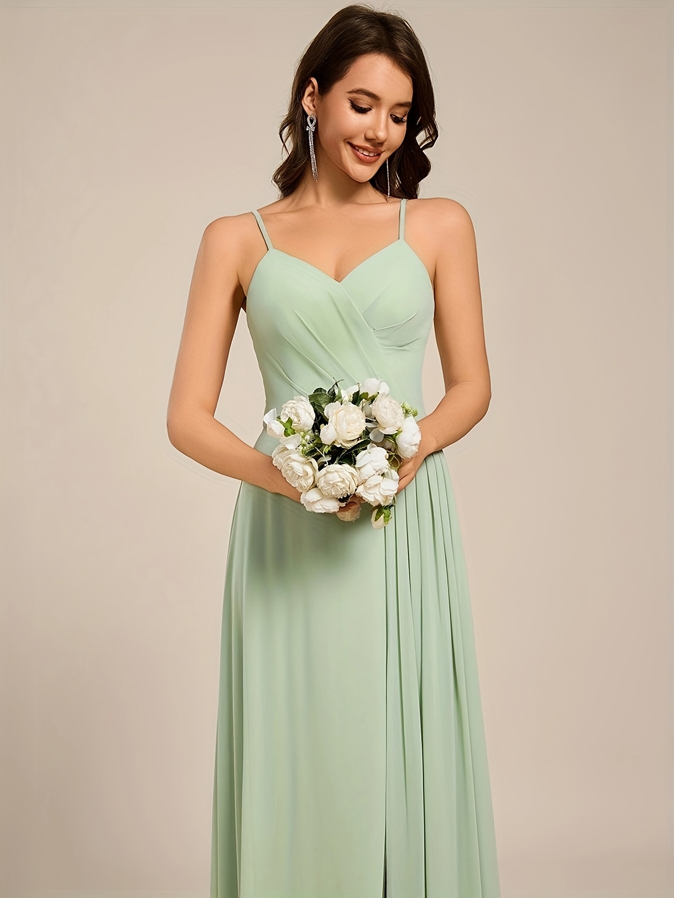 short white graduation dress 2021 Maureen Light Green Satin High-Neck Draped Maxi Dress – Club L London main image 1