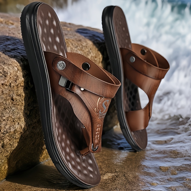 TEMU Chaussures de plage pour homme, Sandales de 'extérieur, Chaussures de conduite à double , Pantoufles décontractées tendance pour de mer pour et