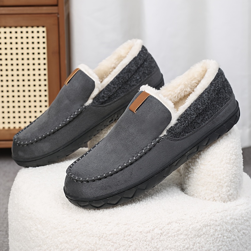 

Skygrass Men's Plush-lined Loafers - Warm, Comfortable Slip-on Shoes With Non-slip Eva Sole, Casual & Stylish, Indoor/outdoor Use In Fall/winter, Fabric, Ideal Gift