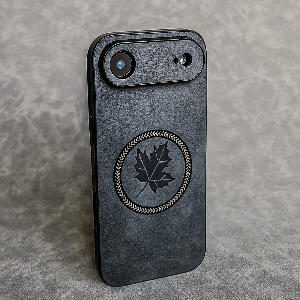 TEMU Phone Case: New Luxury Maple Leaf Retro Pu Synthetic Leather Case Suitable For Iphone 17 Cases Shell Supporting Wireless , Shockproof, &
