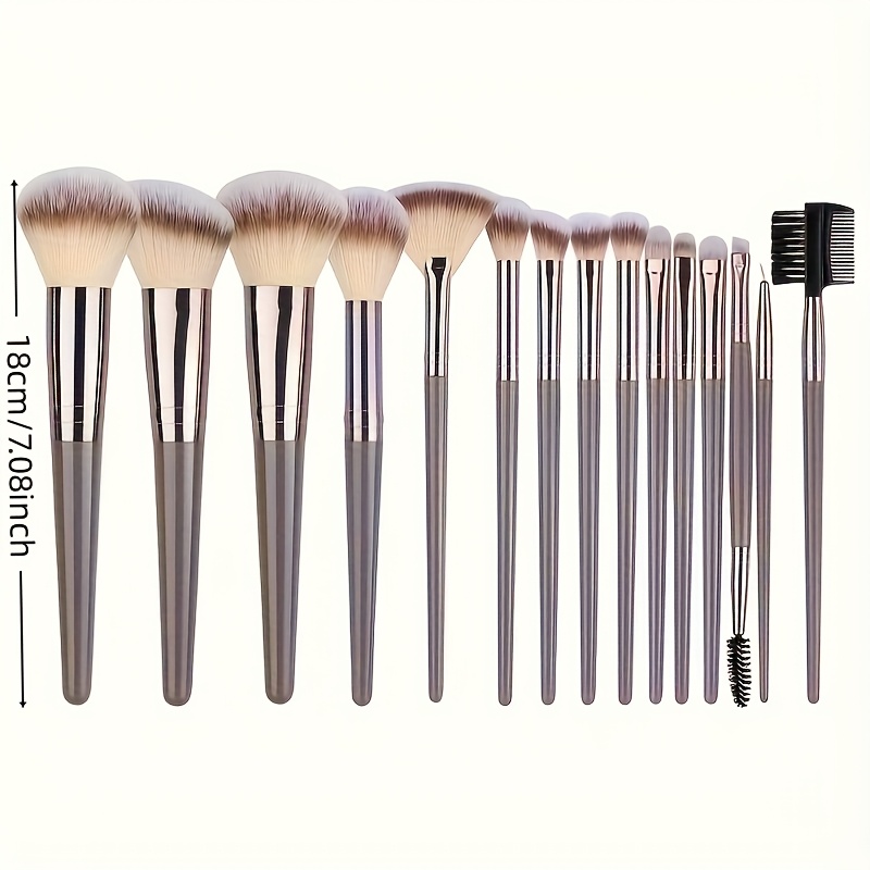 Image of 15pcs Luxury Valentine's Day Makeup Brush Set, Soft Synthetic Bristles - Unscented, Types, Palm Brush Form, Abs Plastic Handle.