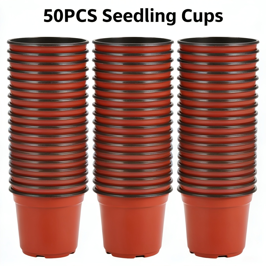paquete de 50 macetas transparentes de 3.54 pulgadas ( . 9 cm) para iniciar semillas, macetas de plástico flexible con agujeros de drenaje, juego de macetas transparentes para iniciar semillas, aptas para suculentas, plántulas, flores y verduras