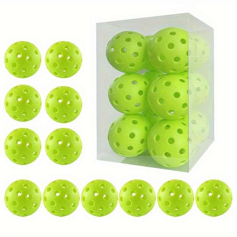 

12pcs, High Bouncy And Durable Pickleballs, 40 Holes Pickle Balls For Outdoor Sports Training