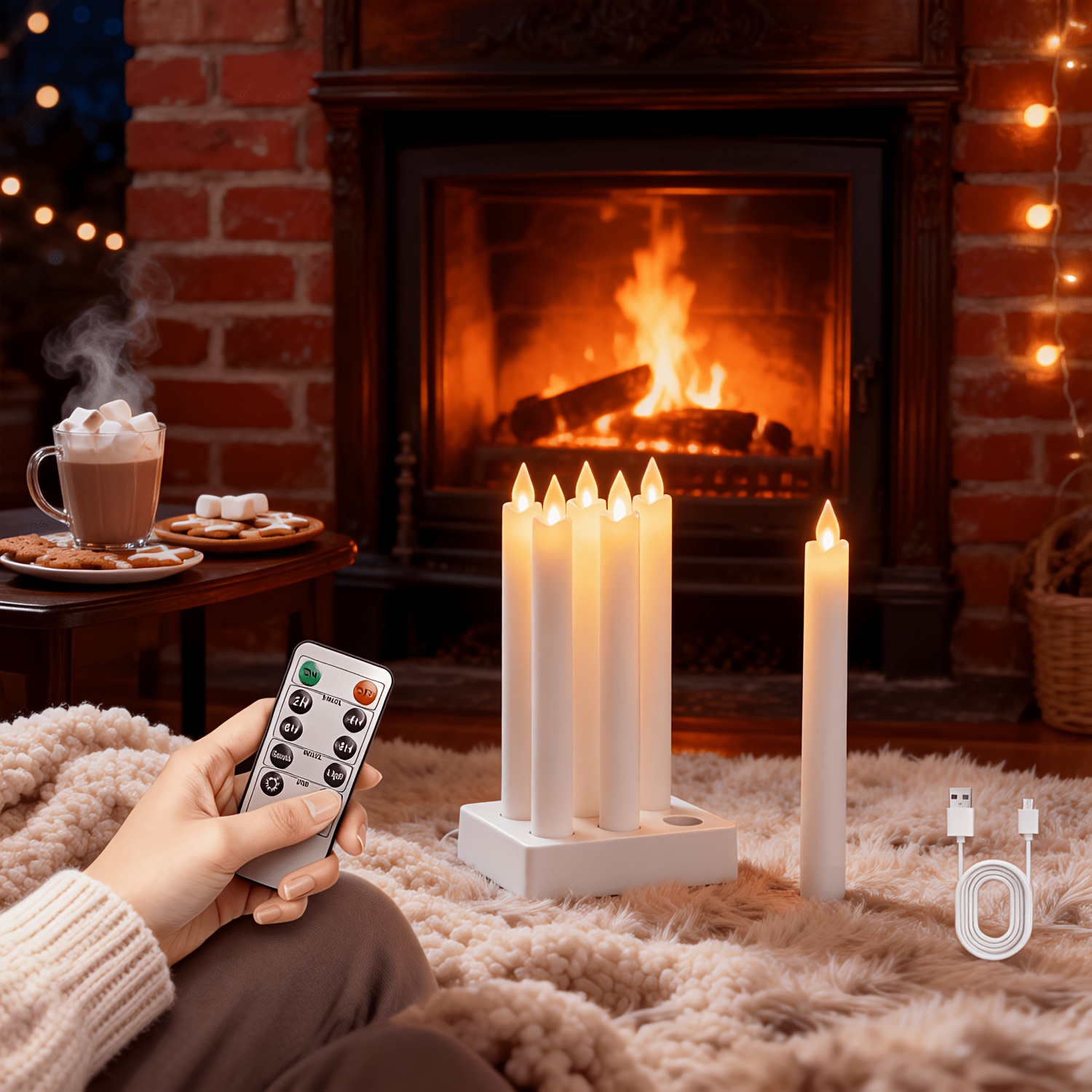 Image of 6 Pack Flameless Led Taper Candles With Charging Base & Timing Remote Control, Flickering Electronic Candlesticks, Led Candle Lights For Wedding, Party, Christmas, Halloween Table Decorations