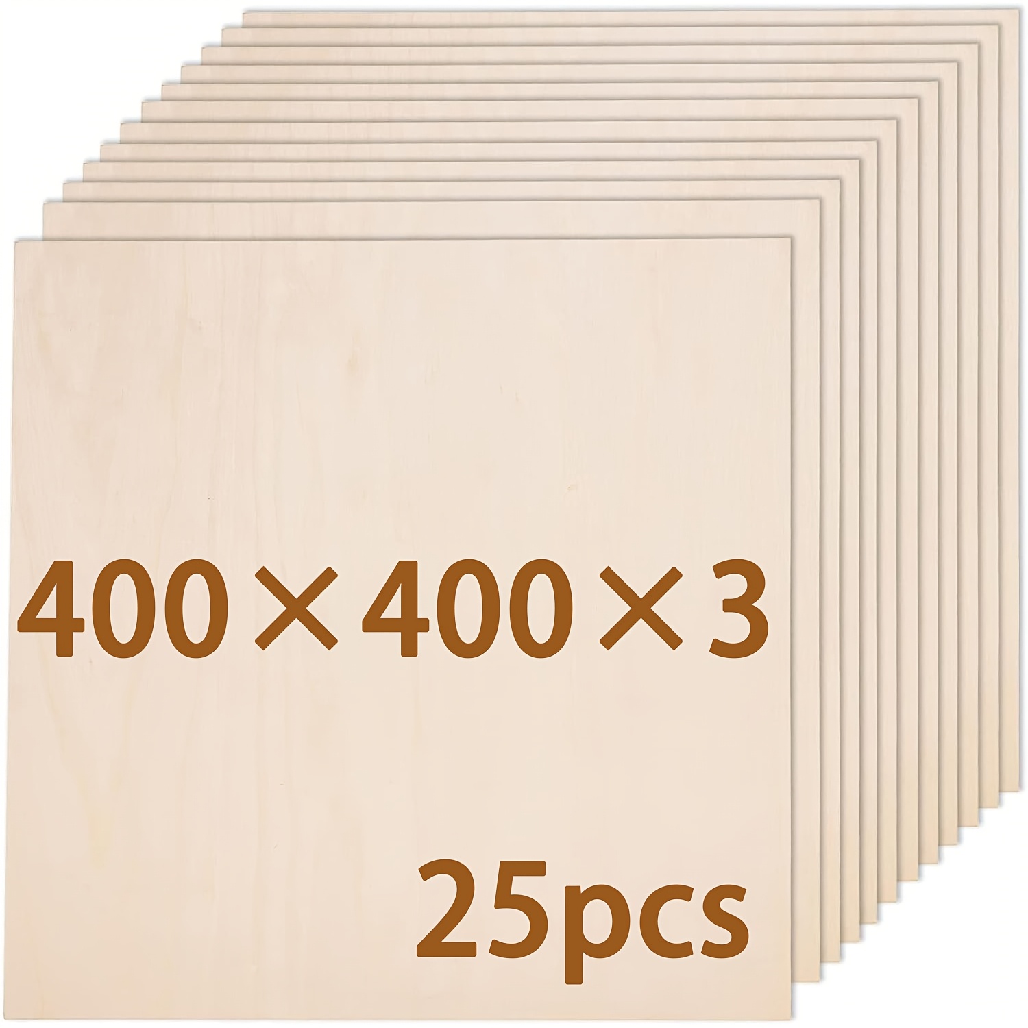 

Tocome 3mm 25pcs Plywood 400 X 400 Plywood Laser Compatible Wood 3mm Laser Plywood For Laser Cutting Engraving Wood Burning Craft Wood (400 X 400 X 3mm, 25pcs)