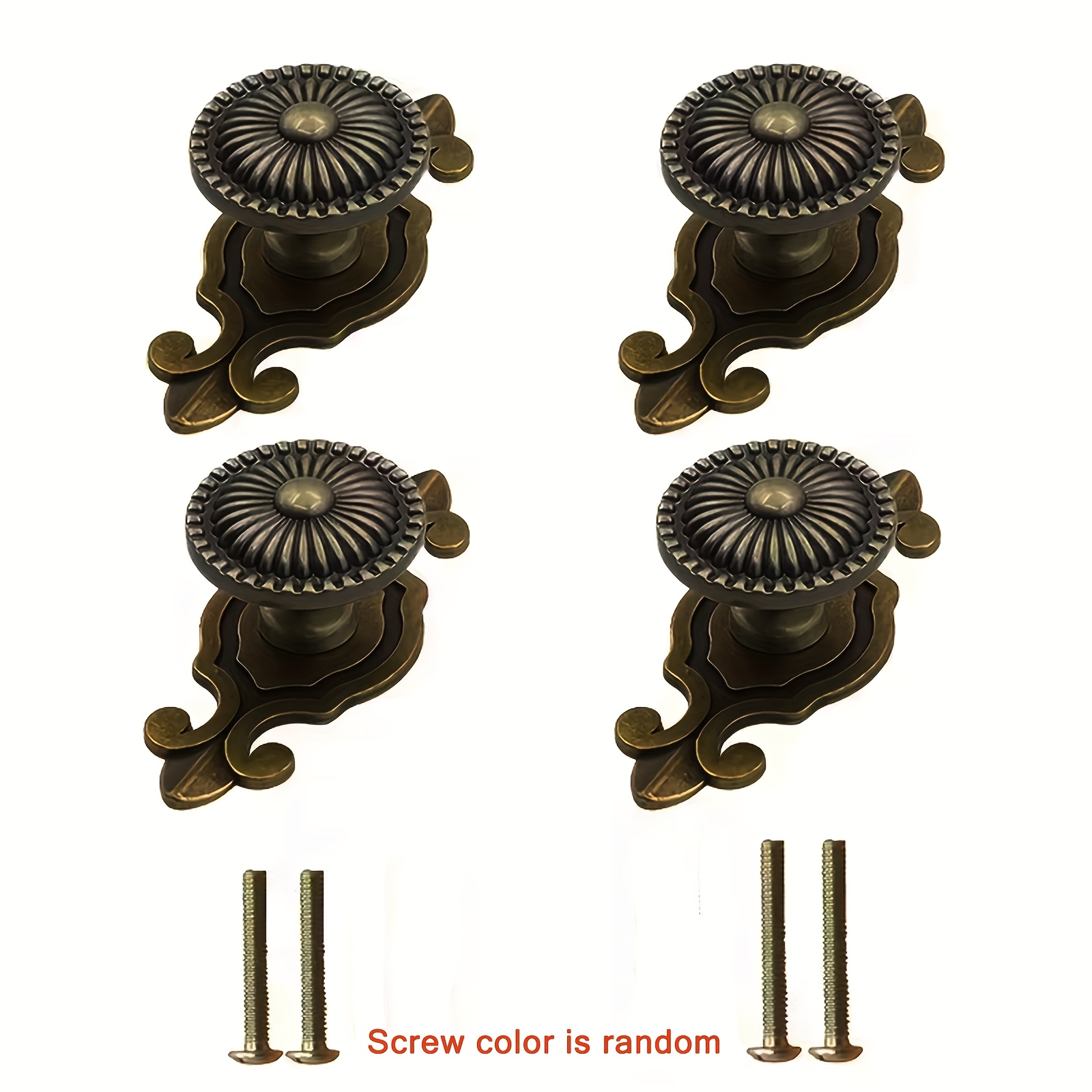 4 Vintage-style Cabinet Door Handles, Retro Mushroom Drawer Pulls With Backplates, Polished Alloy Metal Cabinet Handles, Suitable For Kitchen/cabinets/wardrobes (includes 4 Installation Screws)